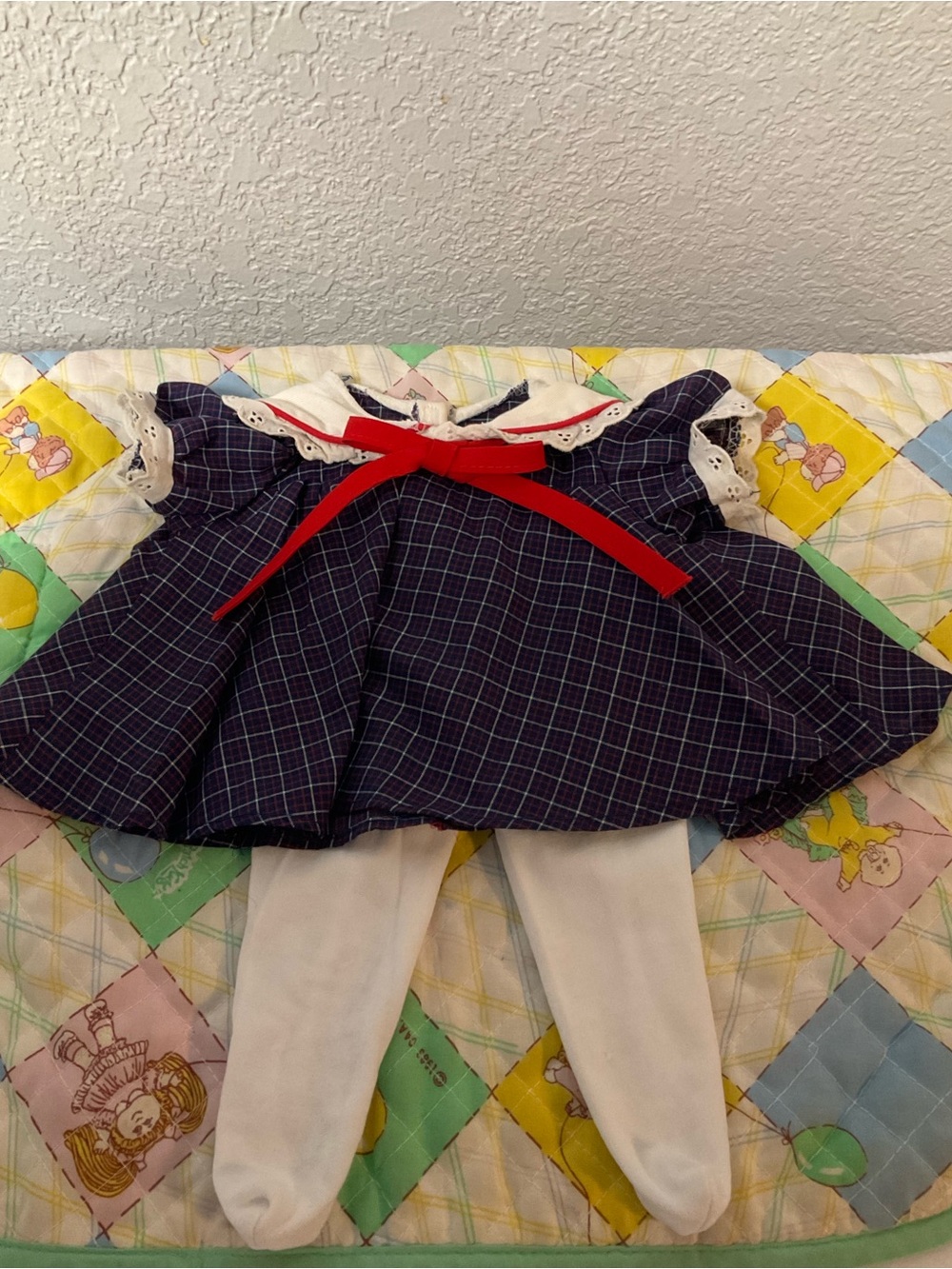RARE Vintage Cabbage Patch Kids Red & Blue Swing Dress